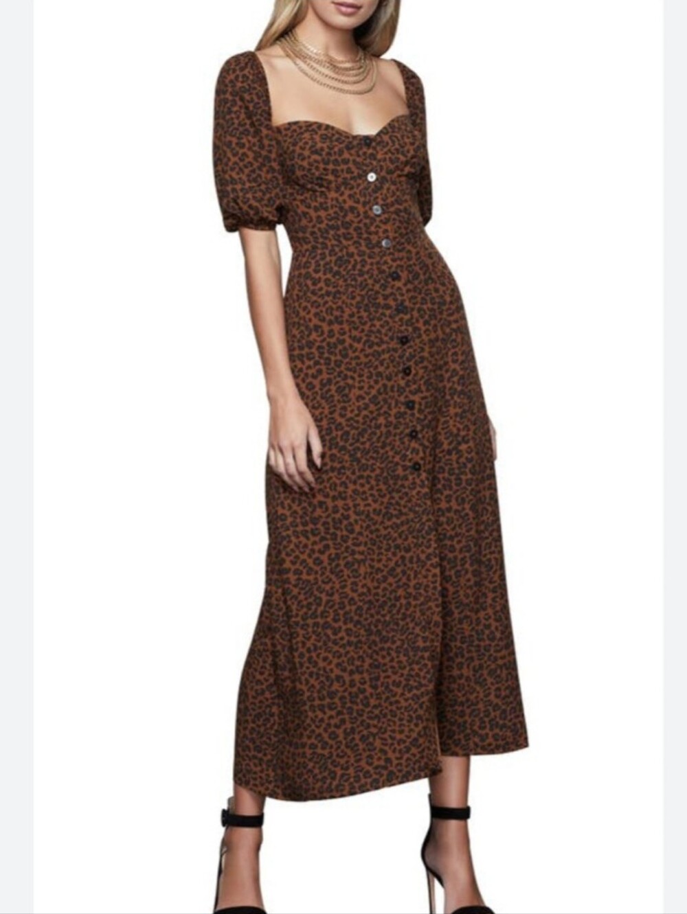 Good American Brown Leopard Print Maxi Dress